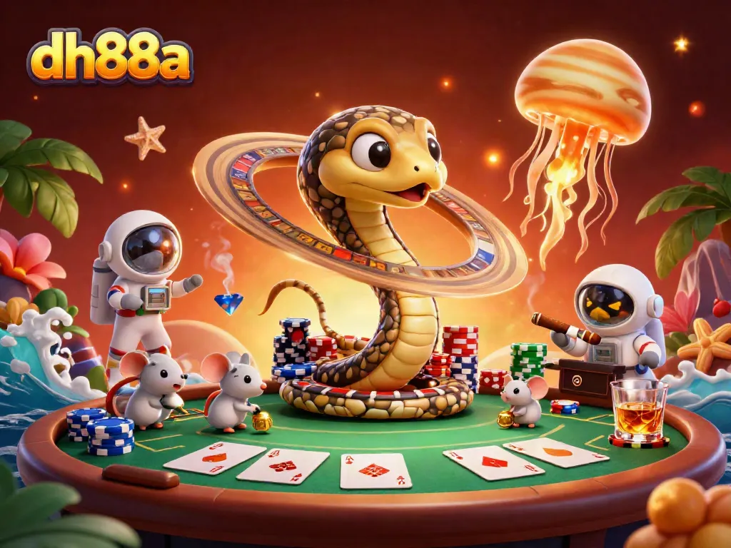 Engage in thrilling bets with dh88a inside a vibrant casino scene featuring roulette and poker.