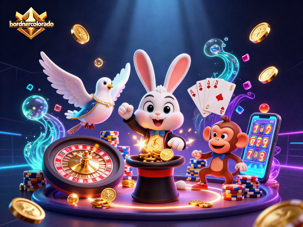 Experience the excitement of bordnercolorado with a vivid illustration of a magical casino scene featuring dynamic characters and vibrant game elements.