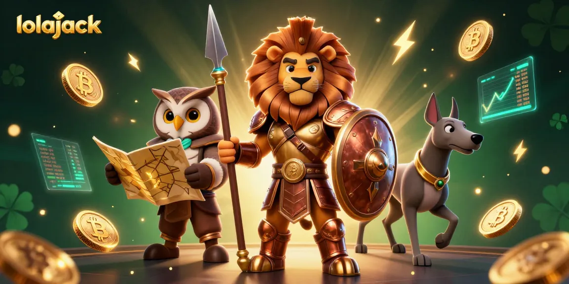 Engage with lolajack's exciting casino options amidst 3D characters and crypto elements.
